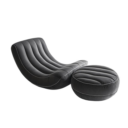 Wipor Inflatable Recliner Chair and Footrest Set - S-Shaped Ergonomic Lounge Chair - Waterproof Flocked Surface for Indoor & Outdoor - Charcoal Grey